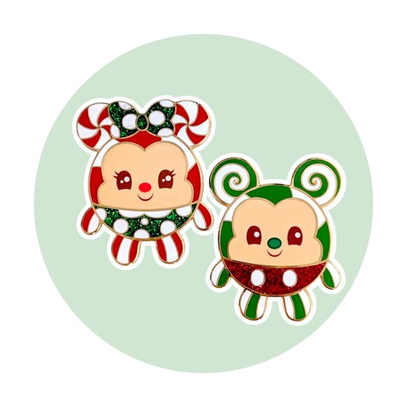 Minnie Mouse and Mickey Mouse Disney Pins: Advent Peppermint Munchlings